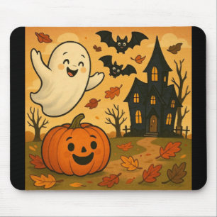 Niedlicher Halloween/Herbst-Geist-Kürbis-Cartoon Mousepad