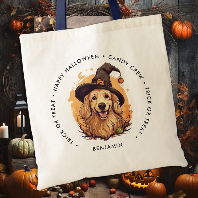 Niedlicher Halloween Hund Personalisiert Trick ode Tragetasche (Von Creator hochgeladen)