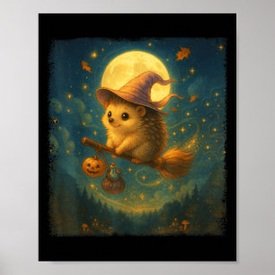 Niedlicher Halloween-Igel Broom-Ride mit Tränke un Poster