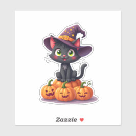 Niedlicher Halloween-Katzenaufkleber Aufkleber