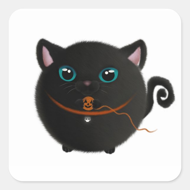 Niedlicher Halloween-KatzenBorb-Sticker Quadratischer Aufkleber (Vorderseite)