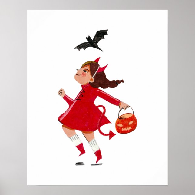 Niedlicher Halloween-Kinderkostüm-Trick und Lecker Poster (Vorne)