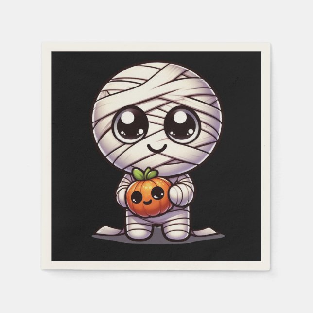 Niedlicher Halloween-Kürbis Serviette (Vorderseite)