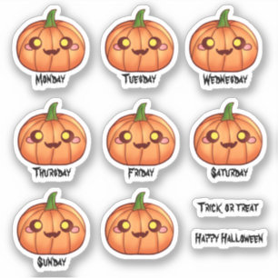 Niedlicher Halloween-Kürbislaterne-Wochenplaner Aufkleber