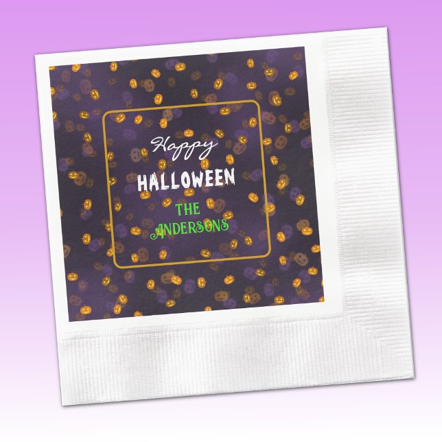 Niedlicher Halloween Lächeln Pumpkins Cocktail Serviette (Von Creator hochgeladen)