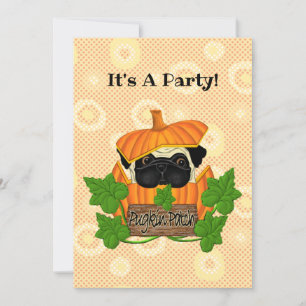 Niedlicher Halloween Mops Pugkin Pumpkin Einladung