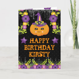 Niedlicher Halloween Pumpkin Floral Happy Geburtst Karte