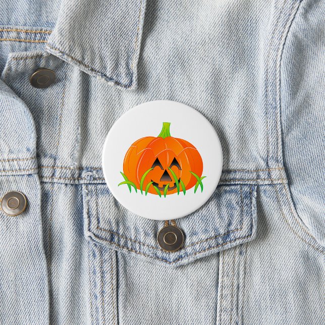Niedlicher Halloween Pumpkin Jack-O-Lantern Button (Von Creator hochgeladen)