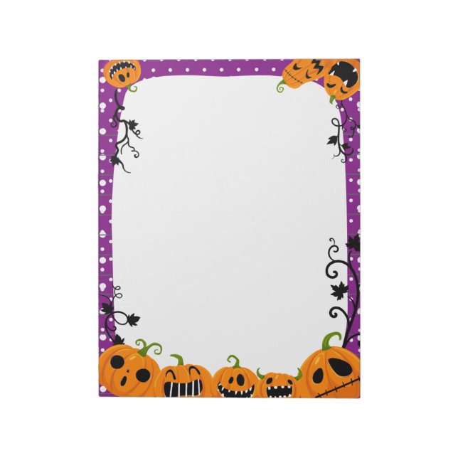 Niedlicher Halloween Pumpkin Lila Polka Dot Notizblock (Rotiert)