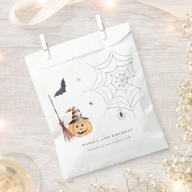 Niedlicher Halloween Pumpkin Spiderweb jedes Alter Geschenktütchen (Ausgeschnitten)