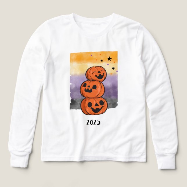 Niedlicher Halloween Pumpkin Stack 2025 (Design Vorderseite)