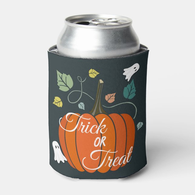 Niedlicher Halloween Pumpkin und Geistertrick oder Dosenkühler (Kanne Vorderseite)