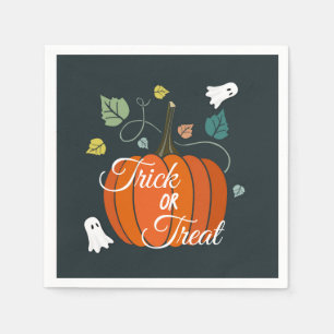 Niedlicher Halloween Pumpkin und Geistertrick oder Serviette