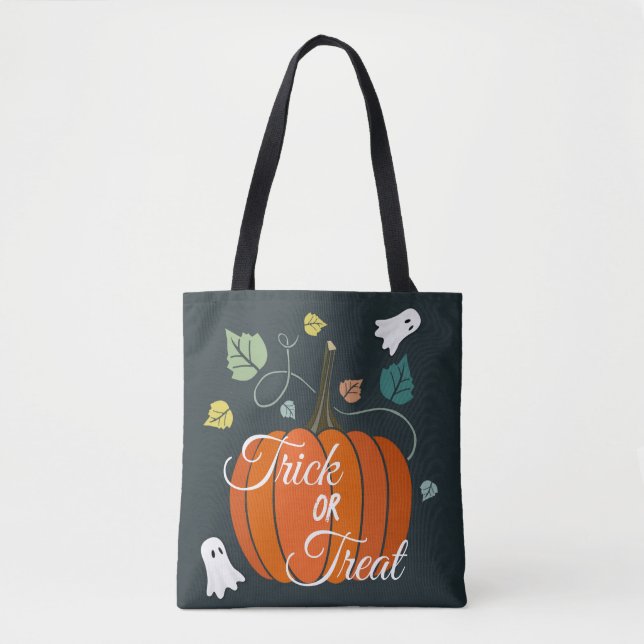 Niedlicher Halloween Pumpkin und Geistertrick oder Tasche (Vorderseite)