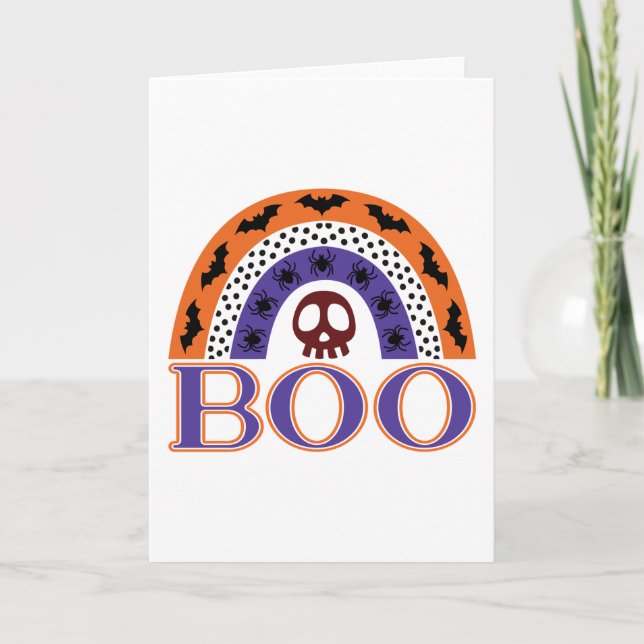 Niedlicher Halloween Rainbow Beängstigend Boo Skul Karte (Vorderseite)