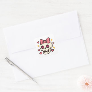 Niedlicher Halloween-Skull-Aufkleber Quadratischer Aufkleber