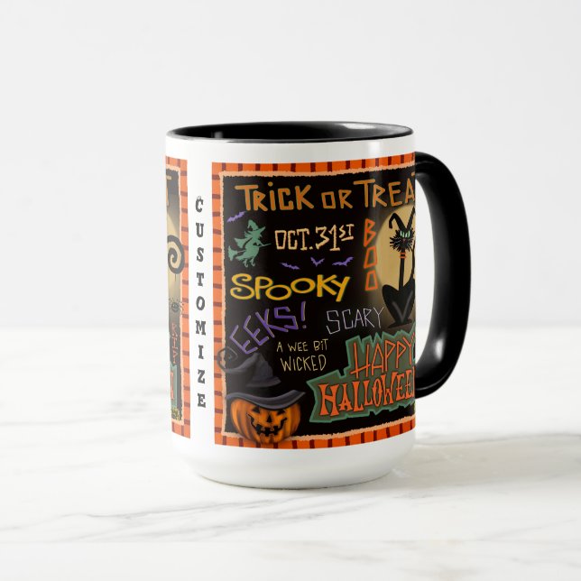 Niedlicher Halloween Spook Cat Fun Pumpkin individ Tasse (VorderseiteRechts)