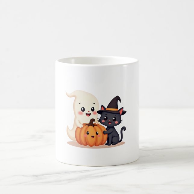 "Niedlicher Halloween-Squad | Kawaii Ghost & Pumpk Kaffeetasse (Mittel)