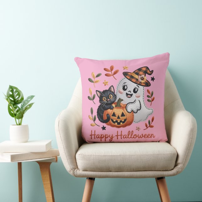 Niedlicher Halloween-T - Shirt - Whimsikstiere Kissen (Stuhl )