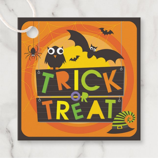 Niedlicher Halloween-Trick oder Treat-Fledermäuse  Geschenkanhänger (Vorderseite)