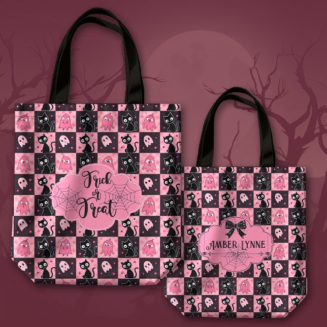 Niedlicher Halloween-Trick oder Treat-Geister und  Tasche (Von Creator hochgeladen)