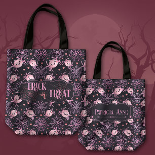 Niedlicher Halloween Trick oder Treat Spinnen und  Tasche