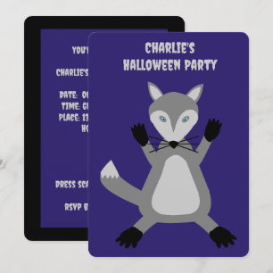 Niedlicher Halloween Wolf Custom Einladung
