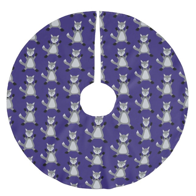 Niedlicher Halloween Wolf Gemustert Polyester Weihnachtsbaumdecke (Vorderseite)