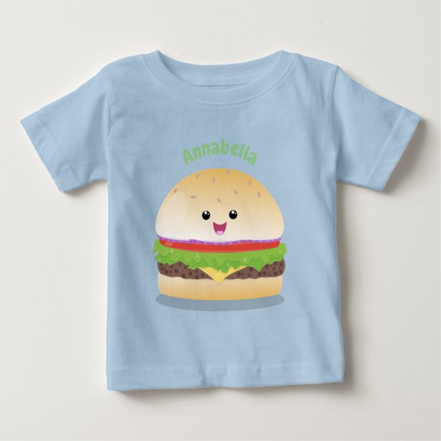 Niedlicher Hamburger-Cartoon Baby T-shirt (Vorderseite)