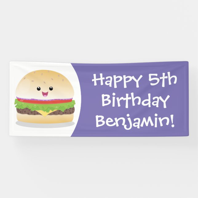 Niedlicher Hamburger-Cartoon Banner (Horizontal)