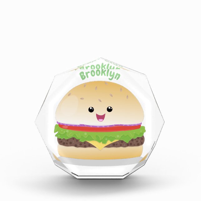 Niedlicher Hamburger-Cartoon Fotoblock (Vorderseite)