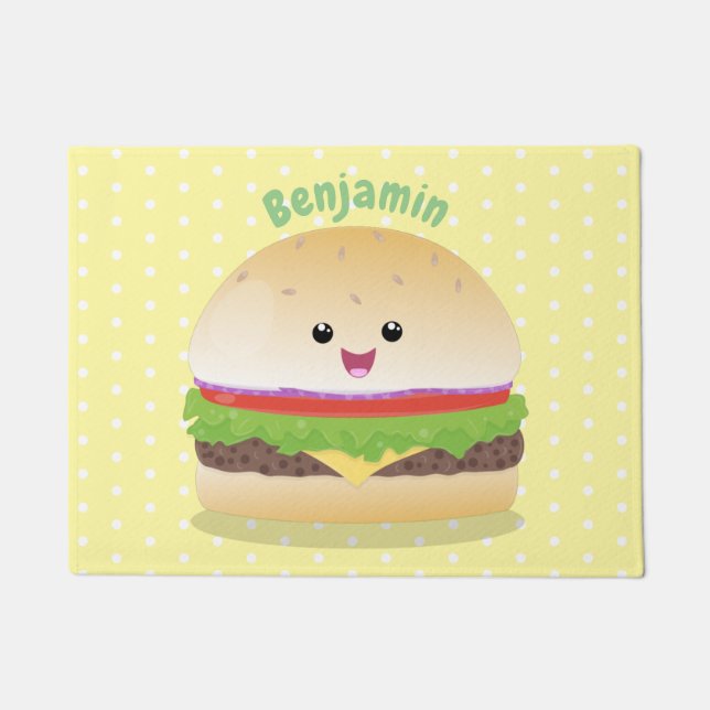 Niedlicher Hamburger-Cartoon Fußmatte (Vorderseite)