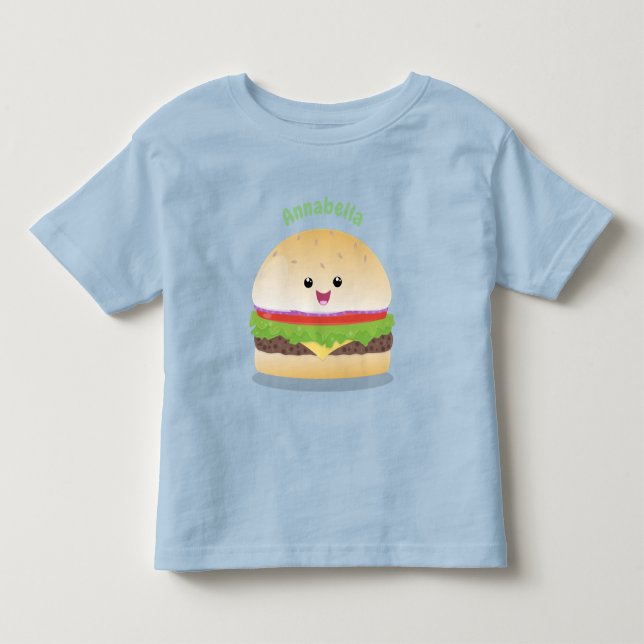 Niedlicher Hamburger-Cartoon Kleinkind T-shirt (Vorderseite)