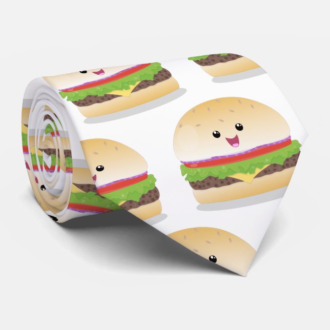 Niedlicher Hamburger-Cartoon Krawatte (Gerollt)