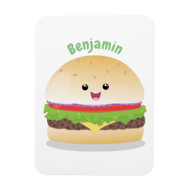 Niedlicher Hamburger-Cartoon Magnet (Vertikal)