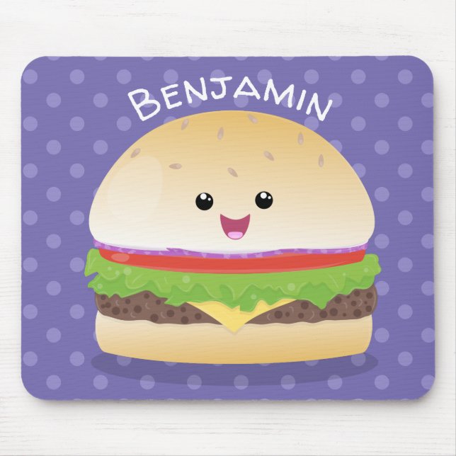 Niedlicher Hamburger-Cartoon Mousepad (Vorne)