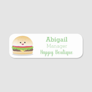 Niedlicher Hamburger-Cartoon Namensschild