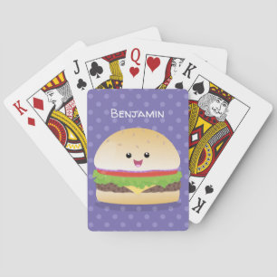 Niedlicher Hamburger-Cartoon Spielkarten
