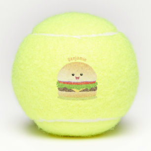Niedlicher Hamburger-Cartoon Tennisbälle