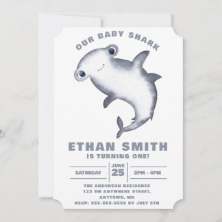 Niedlicher Hammerhead Hai Geburtstag Einladung
