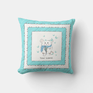 Niedlicher Hamster Blau Streifen Kissen