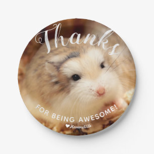 Niedlicher Hamster-Dank für das Phantastische sein Pappteller