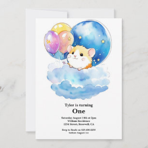 Niedlicher Hamster Einladung zum ersten Geburtstag