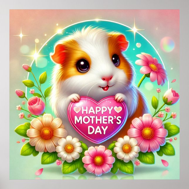 Niedlicher Hamster feiert Muttertag Poster (Vorne)