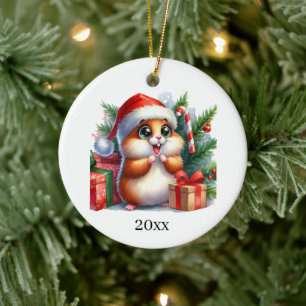 Niedlicher Hamster fügen Datum und Nachricht Weihn Keramik Ornament