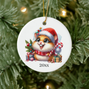 Niedlicher Hamster fügen Datum und Nachricht Weihn Keramik Ornament