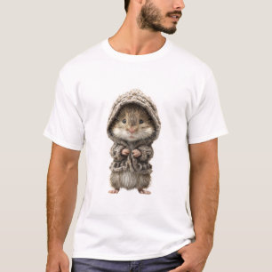 Niedlicher Hamster in gestrickter Wollkapuze T-Shirt