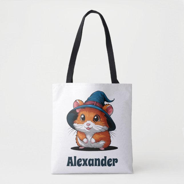 Niedlicher Hamster in Wizard Hat Personalisiertes  Tasche (Vorderseite)
