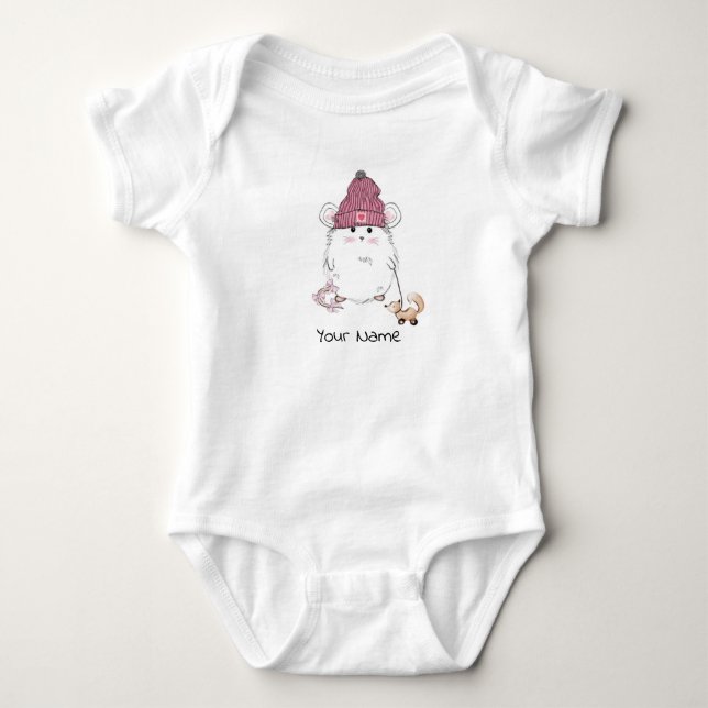 Niedlicher Hamster Individuelle Name Baby Bodysuit Strampler (Vorderseite)