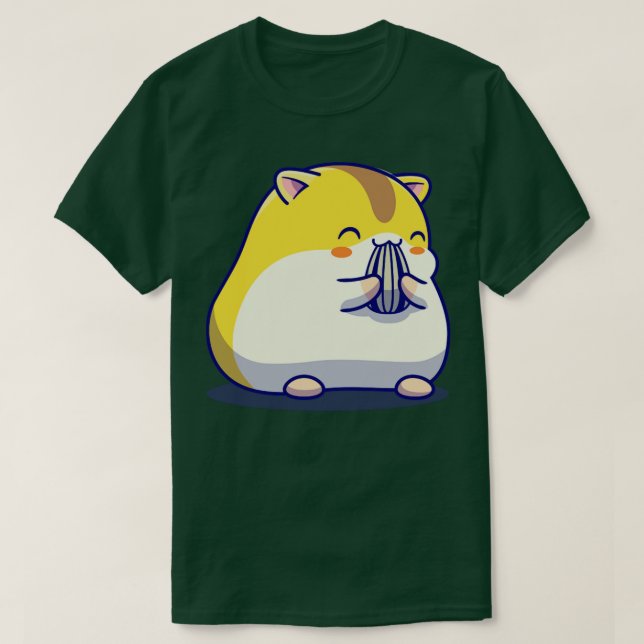 Niedlicher Hamster isst Sonnenblumen Cartoon1 T-Shirt (Design vorne)